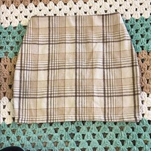 Plaid Brown Tan Mini Skirt Womans sz Small